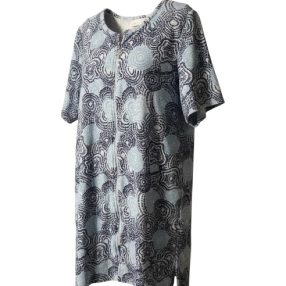 Stan Herman Robe, Sz L, Terry Robe, Geo, Full zip,Housecoat, PJ, Bath robe,Spa